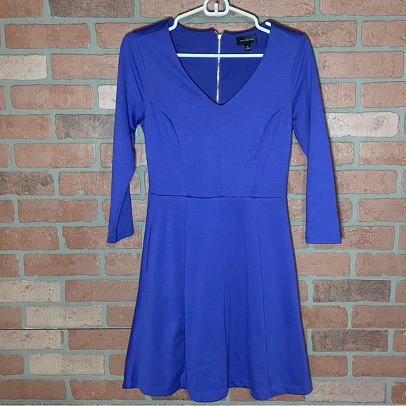 knee length dresses for ladies Figure Skating Dress Royal Blue V Neckline Long Sleeves BSU711225 –  Boutique Step Up main image 0